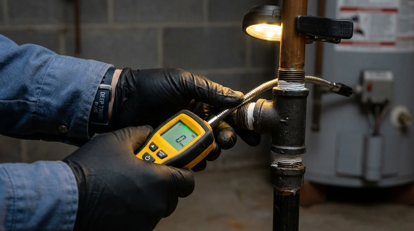 Gas leak detection with electronic sniffer by Johns Plumbing LLC in Toquerville