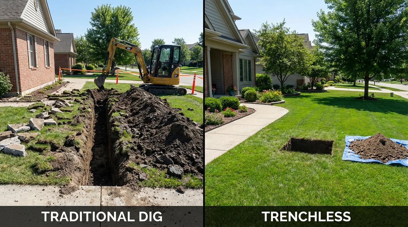Trenchless sewer repair with minimal yard damage versus traditional excavation in Toquerville, UT